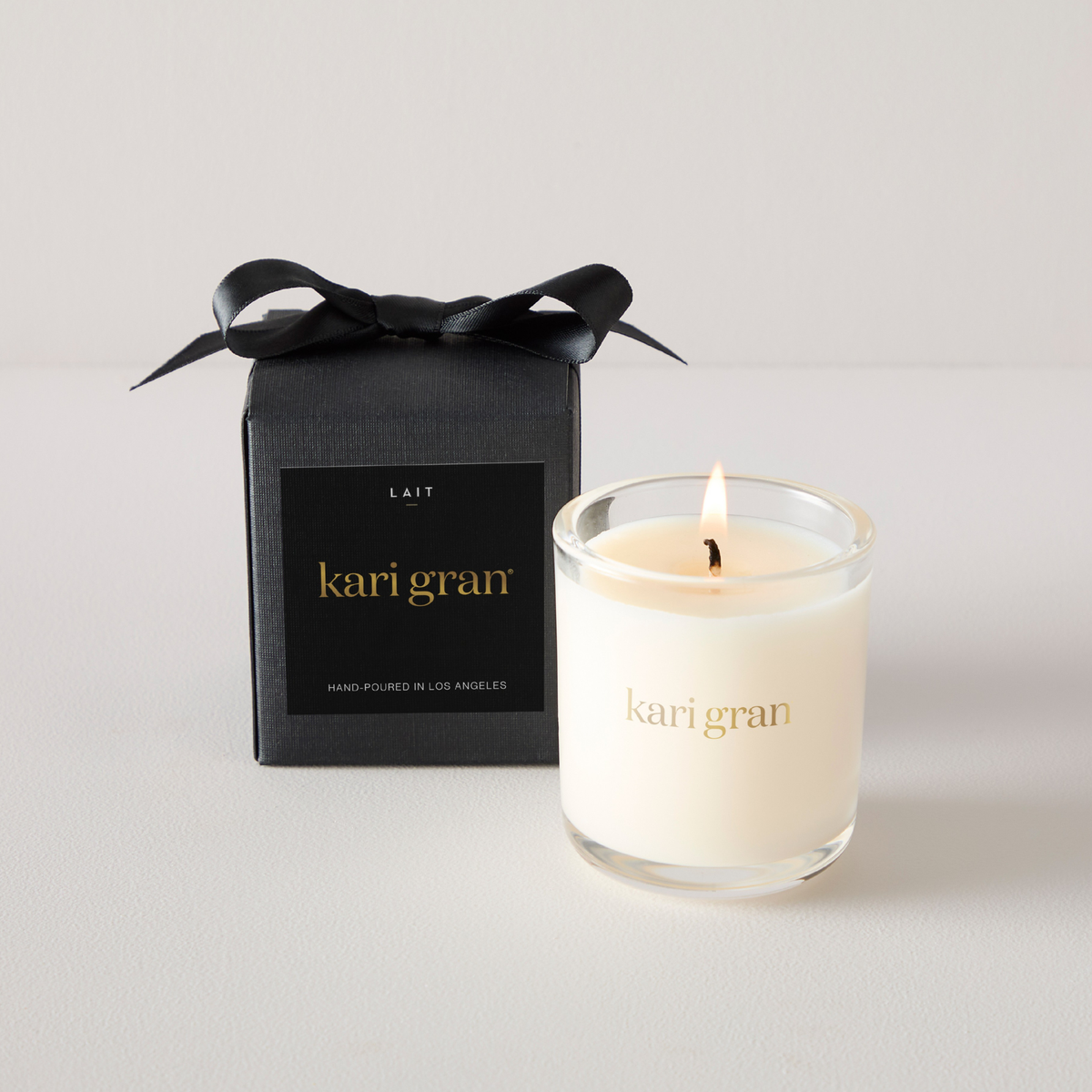 Kari Gran candle and packaging on a light background