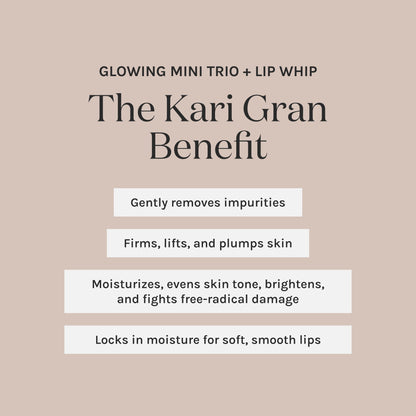 Benefits of Cleansing oil, peptide serum, vitamin c serum and tinted lip whip